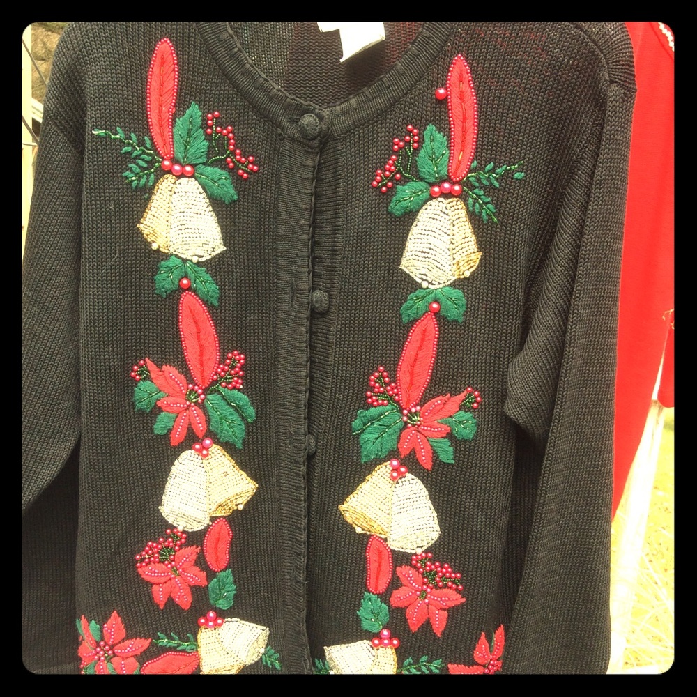 Beautiful black Christmas garnished sweater